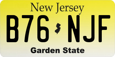 NJ license plate B76NJF