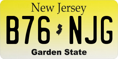NJ license plate B76NJG