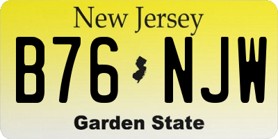 NJ license plate B76NJW