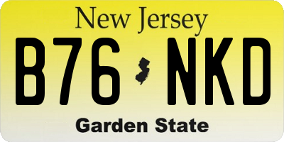 NJ license plate B76NKD