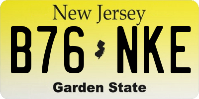 NJ license plate B76NKE