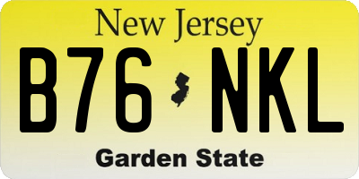 NJ license plate B76NKL