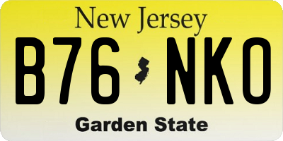 NJ license plate B76NKO
