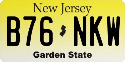 NJ license plate B76NKW