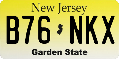 NJ license plate B76NKX