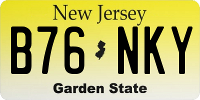 NJ license plate B76NKY