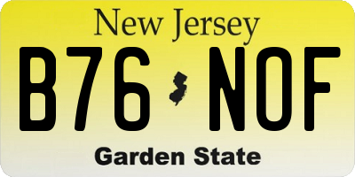 NJ license plate B76NOF