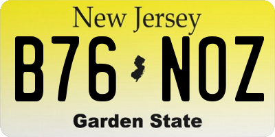 NJ license plate B76NOZ