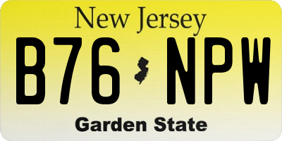NJ license plate B76NPW