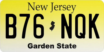 NJ license plate B76NQK