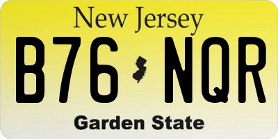 NJ license plate B76NQR
