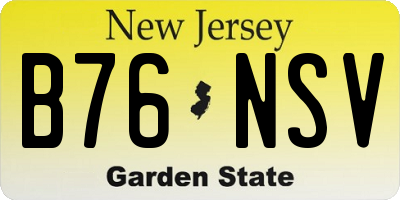 NJ license plate B76NSV