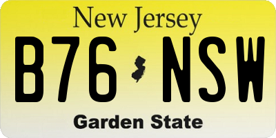 NJ license plate B76NSW