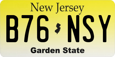 NJ license plate B76NSY