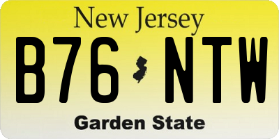 NJ license plate B76NTW