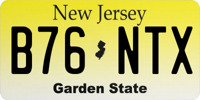 NJ license plate B76NTX