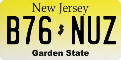 NJ license plate B76NUZ
