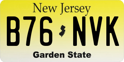 NJ license plate B76NVK