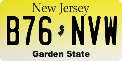 NJ license plate B76NVW