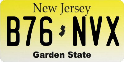 NJ license plate B76NVX