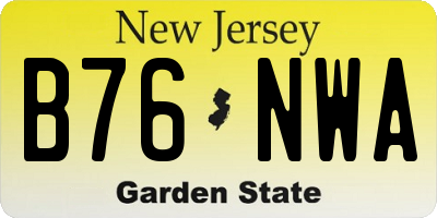 NJ license plate B76NWA