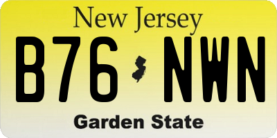 NJ license plate B76NWN
