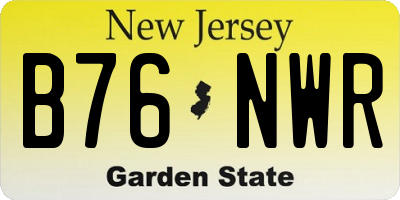 NJ license plate B76NWR