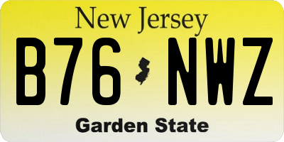 NJ license plate B76NWZ
