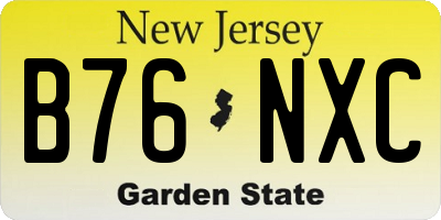 NJ license plate B76NXC