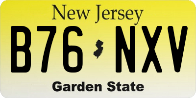NJ license plate B76NXV