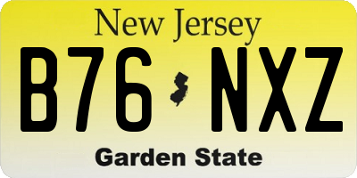 NJ license plate B76NXZ