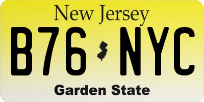 NJ license plate B76NYC