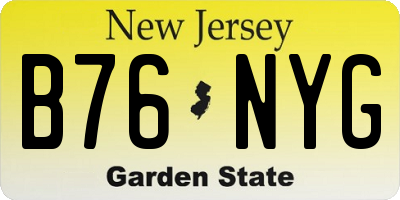 NJ license plate B76NYG