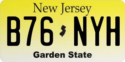NJ license plate B76NYH