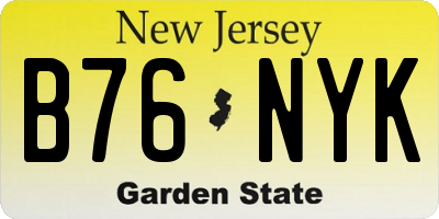 NJ license plate B76NYK