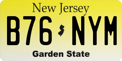 NJ license plate B76NYM