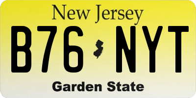 NJ license plate B76NYT