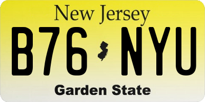 NJ license plate B76NYU