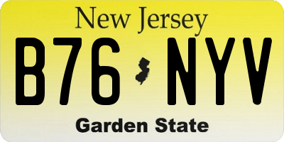 NJ license plate B76NYV