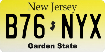 NJ license plate B76NYX