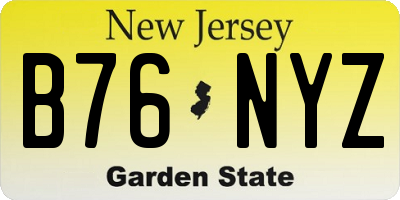 NJ license plate B76NYZ