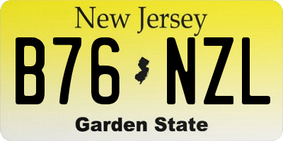 NJ license plate B76NZL
