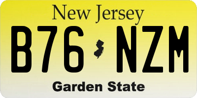 NJ license plate B76NZM