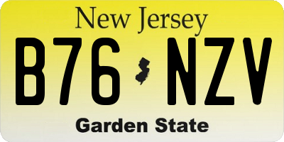 NJ license plate B76NZV