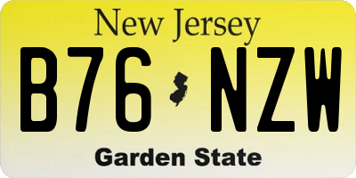 NJ license plate B76NZW