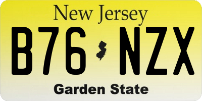 NJ license plate B76NZX