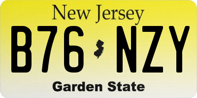 NJ license plate B76NZY