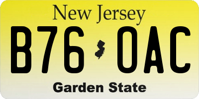 NJ license plate B76OAC