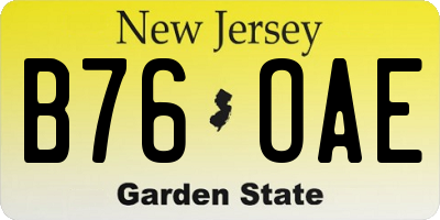NJ license plate B76OAE