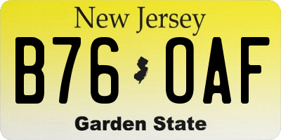 NJ license plate B76OAF